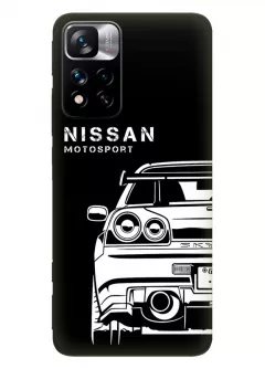 Наладка для Xiaomi 11i из силикона - Nissan Ниссан GTR Motorsport и ракурс белой машины сзади вектор-арт