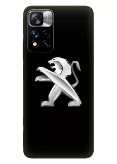 Наладка для Xiaomi 11i из силикона - Peugeot Пежо классический логотип крупным планом