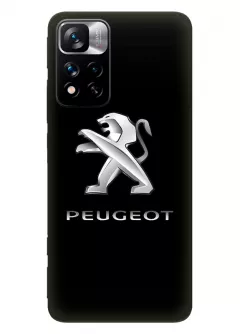Наладка для Xiaomi 11i из силикона - Peugeot Пежо классический логотип крупным планом и название