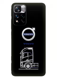 Наладка для Сяоми 11и из силикона - Volvo Вольво логотип и автомобиль машина вектор-арт фура грузовик трак белый (Дизайн 1)