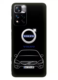 Наладка для Сяоми 11и из силикона - Volvo Вольво логотип и автомобиль машина S40 S60 S70 S80 S90 C30 C70 V40 V50 V60 V70 XC70 вектор-арт купе седан с номерным знаком