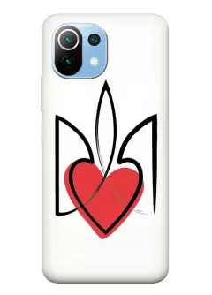 Чехол на Xiaomi 11 Lite 5G с сердцем и гербом Украины