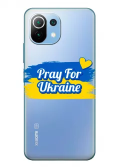 Чехол для Xiaomi 11 Lite 5G NE "Pray for Ukraine" из прозрачного силикона