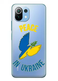 Чехол для Xiaomi 11 Lite 5G NE Peace in Ukraine из прозрачного силикона