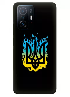 Чехол на Xiaomi 11T с справедливым гербом и огнем Украины
