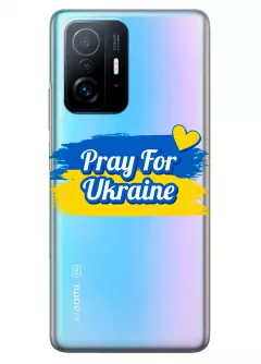 Чехол для Xiaomi 11T "Pray for Ukraine" из прозрачного силикона