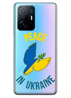 Чехол для Xiaomi 11T Peace in Ukraine из прозрачного силикона