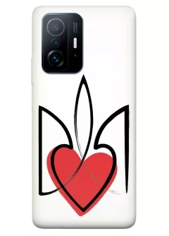 Чехол на Xiaomi 11T Pro с сердцем и гербом Украины