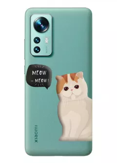 Xiaomi 12X чехол из прозрачного силикона с котиком