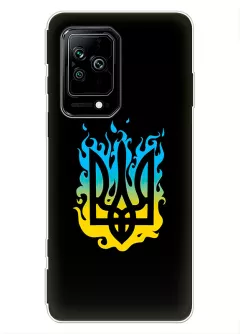 Чехол на Xiaomi Black Shark 5 с справедливым гербом и огнем Украины