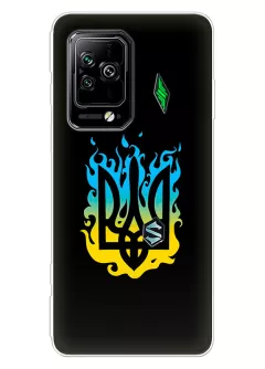 Чехол на Xiaomi Black Shark 5 Pro с справедливым гербом и огнем Украины