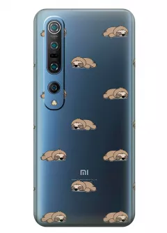 Прозрачный чехол на Xiaomi Mi 10 Pro - Спящие ленивцы