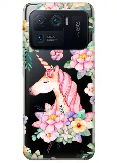 Чехол для Xiaomi Mi 11 Ultra - Единороги в цветах