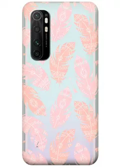 Прозрачный чехол для Xiaomi Mi Note 10 Lite - Розовые перья