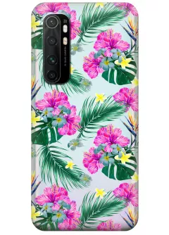 Прозрачный чехол для Xiaomi Mi Note 10 Lite - Тропические цветы