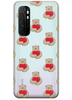 Прозрачный чехол для Xiaomi Mi Note 10 Lite - Влюбленные медведи