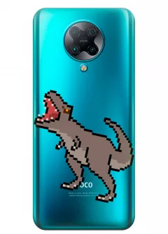 Прозрачный чехол на Poco F2 Pro - Пиксельный динозавр