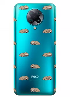 Прозрачный чехол на Poco F2 Pro - Спящие ленивцы