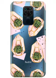 Прозрачный чехол для Xiaomi Redmi 10X - Кактусы в колбе