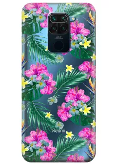 Прозрачный чехол для Xiaomi Redmi 10X - Тропические цветы