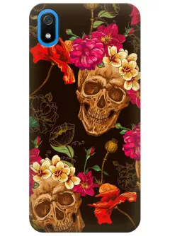 Чехол для Xiaomi Redmi 7A - Черепа в цветах