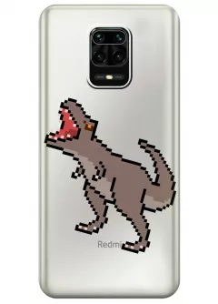 Прозрачный чехол для Redmi Note 9 Pro - Пиксельный динозавр