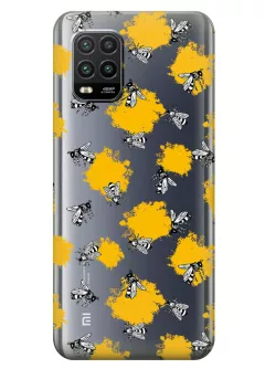 Чехол для Xiaomi Mi 10 Lite с нарисованными пчелами на прозрачном силиконе