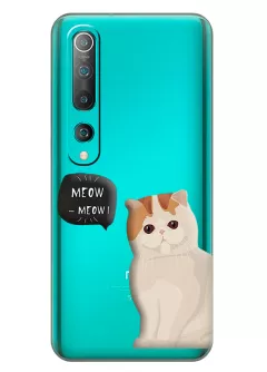 Xiaomi Mi 10 Pro чехол из прозрачного силикона с котиком