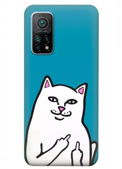 Xiaomi Mi 10T прикольный чехол с наглым котом с факами