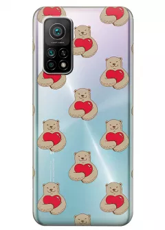 Чехол для Xiaomi Mi 10T с принтом - Влюбленные медведи
