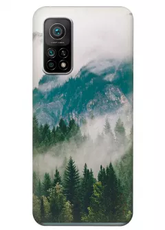 Силиконовый чехол на Xiaomi Mi 10T с рисунком - Лес в горах
