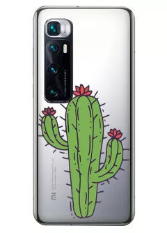 Чехол для Xiaomi Mi 10 Ultra с рисунком на прозрачном силиконе - Тропический кактус