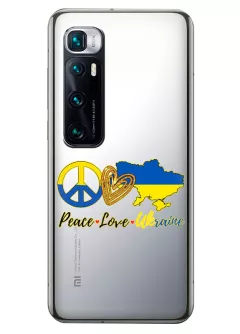 Чехол на Xiaomi Mi 10 Ultra с патриотическим рисунком - Peace Love Ukraine