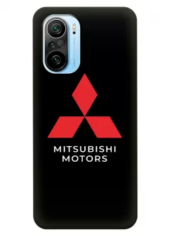 Бампер для Xiaomi Mi 11i из силикона - Mitsubishi Мицубиси Митсубиши логотип крупным планом и название вектор-арт