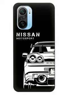 Наладка для Xiaomi Mi 11i из силикона - Nissan Ниссан GTR Motorsport и ракурс белой машины сзади вектор-арт