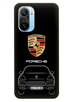 Сяоми Ми 11и чехол силиконовый - Porsche Порше Порш логотип и автомобиль машина Cayenne Macan вектор-арт кроссовер внедорожник с номерным знаком