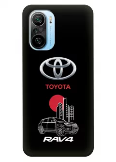 Чехол для Сяоми Ми 11и из силикона - Toyota Тойота логотип и автомобиль машина RAV4 вектор-арт кроссовер внедорожник