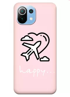 Xiaomi Mi 11 Lite силиконовый чехол с картинкой - Happy