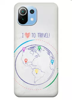Xiaomi Mi 11 Lite силиконовый чехол с картинкой - Люблю путешествовать