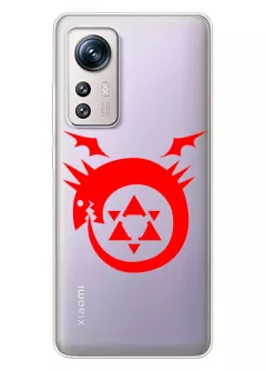 Xiaomi 12S чехол из прозрачного силикона - Стальной алхимик лого
