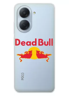 Poco C81x прикольный прозрачный силиконовый чехол с надписью Dead Bull в стиле RedBull