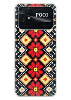 Xiaomi Poco C40 силиконовый чехол с украинскими узорами