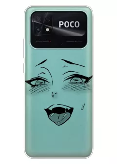 Xiaomi Poco C40 чехол силиконовый прозрачный с аниме - Ahegao Face