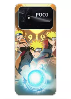 Xiaomi Poco C40 чехол с аниме картинкой силиконовый - Атака Наруто