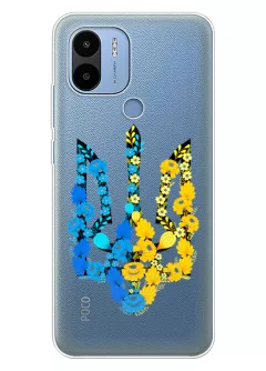Чехол для Xiaomi Poco C50 из прозрачного силикона - Герб Украины в цветах