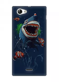 Чехол Sony Xperia J с акулой