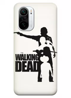 Чехол-накладка для Xiaomi Poco F3 из силикона - Ходячие мертвецы The Walking Dead название с главными героями в черно-белом стиле вектор-арт белый чехол