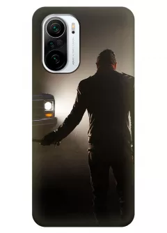 Чехол-накладка для Xiaomi Poco F3 из силикона - Ходячие мертвецы The Walking Dead Ниган Смит Джеффри Дин Морган в сопротивлении ночью внедорожнику