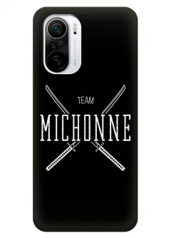 Чехол-накладка для Xiaomi Poco F3 из силикона - Ходячие мертвецы The Walking Dead White Michonne Team Logo черный чехол