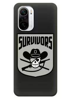 Чехол-накладка для Xiaomi Poco F3 из силикона - Ходячие мертвецы The Walking Dead Pirate Style Survivors Logo серый чехол